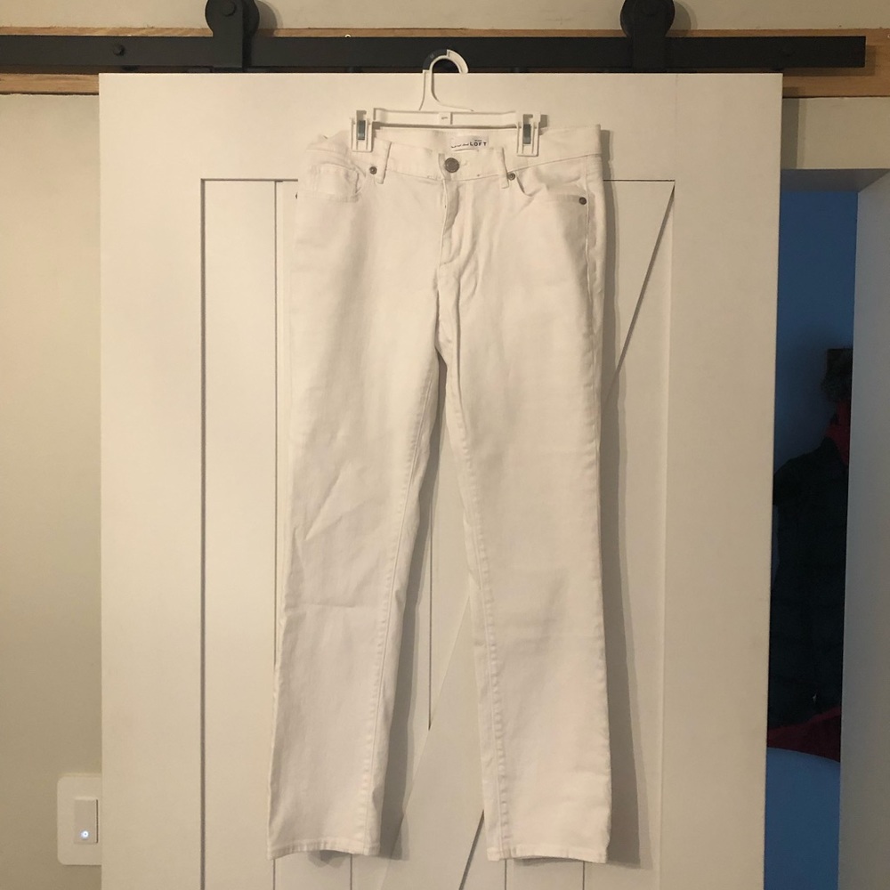 Loft modern straight leg white jeans